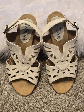 Bellini Cream Cutout Wedge Sandals - Women's